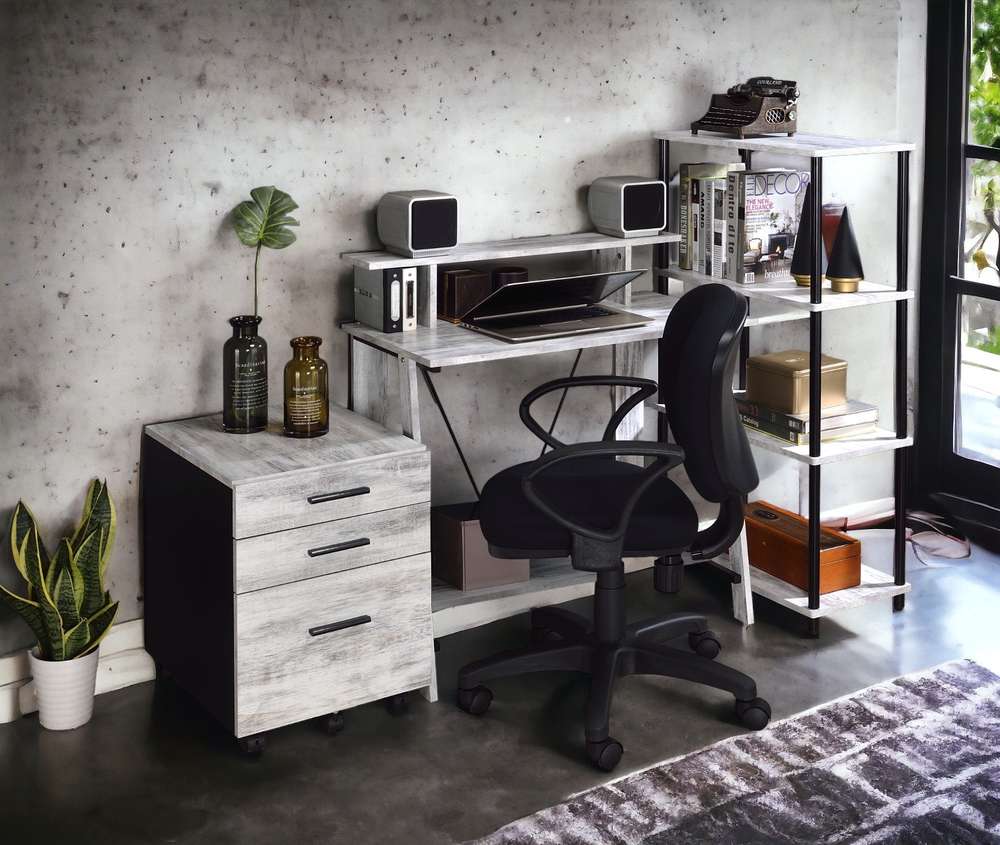 Antique White & Black Writing Desk - Nypho Vintage Home Office Desk