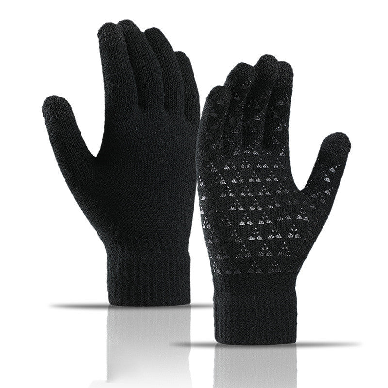 Winter Knitted Gloves Cycling Anti-Cold Anti-Slip Triangular Offset For Men And Women Warm Gloves