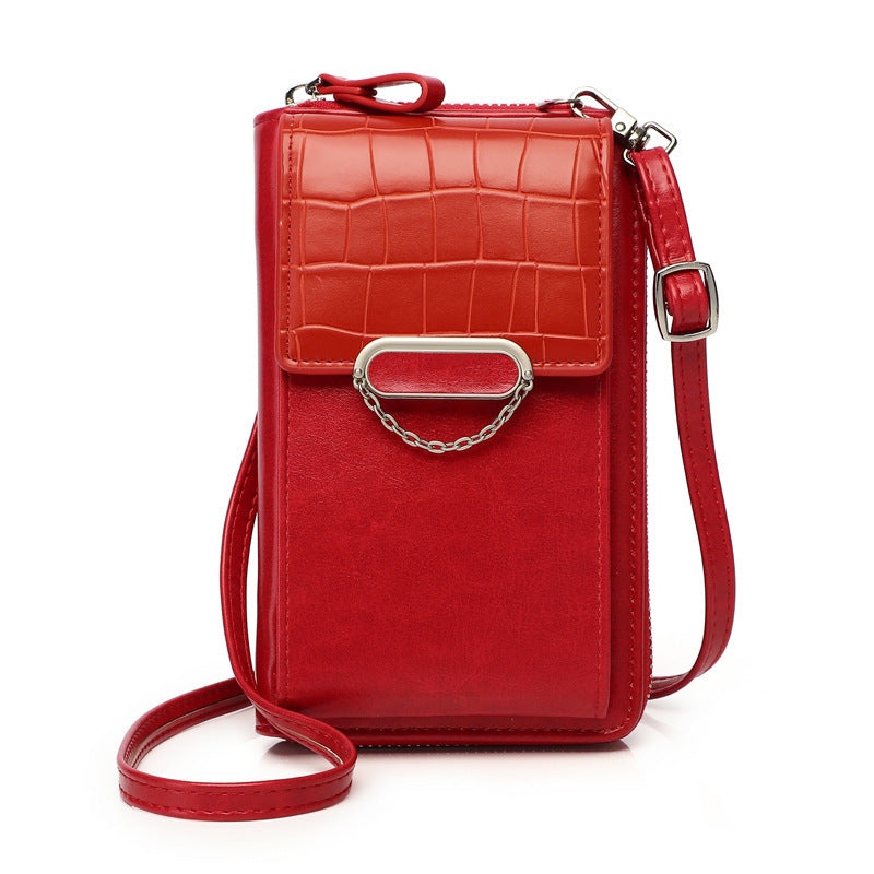 Women's Stone Pattern Crossbody Phone Bag with Chain Strap