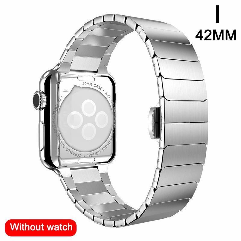 Metal Butterfly Buckle Watch Strap with Bead Detail