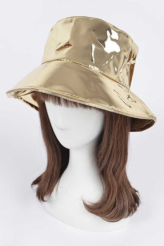 Metallic Vinyl Bucket Hat - Trendy Summer Fashion Accessory - Minihomy