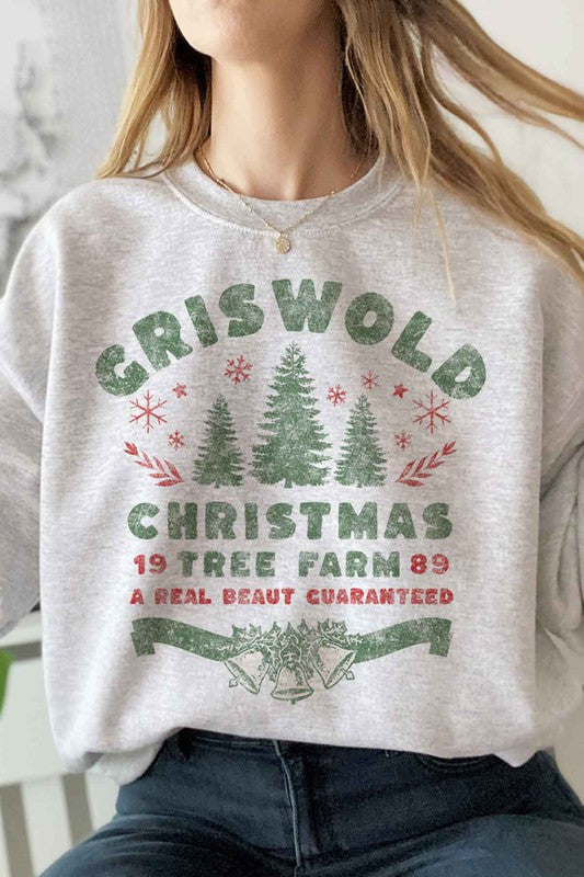 Christmas Tree Farm Graphic Plus Size Sweatshirt for Women - Minihomy