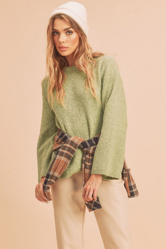 Harlie Sweater - Cozy Knit with Edgy Cutout Shoulder, Relaxed Fit, Thick Ribbed Trim - Minihomy