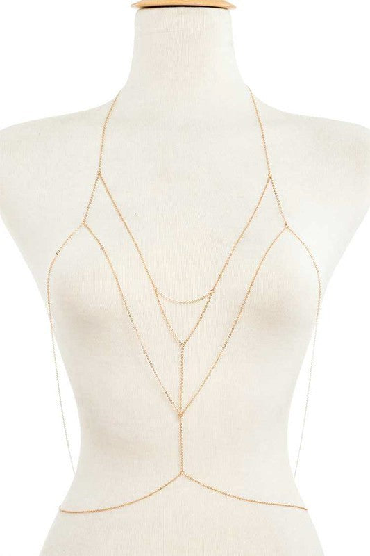 Dainty Layered Gold Body Chain - Beach Jewelry, Festival Accessory - Minihomy