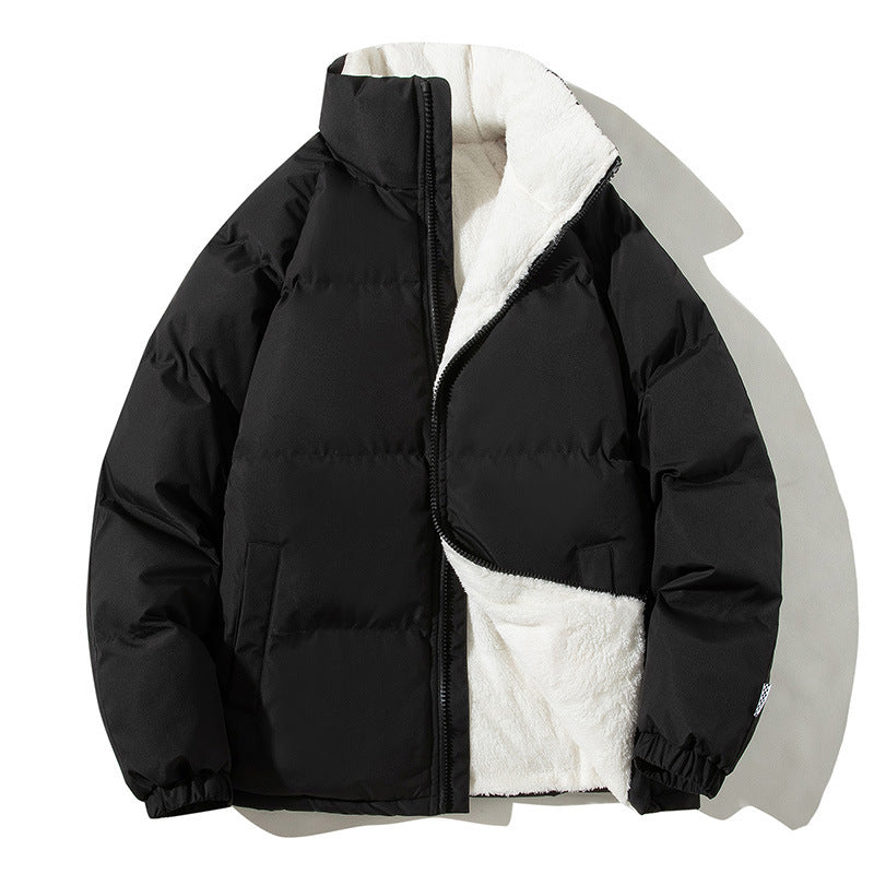 Warm Couples Winter Coats, Plush Thickened Stand Collar Jackets