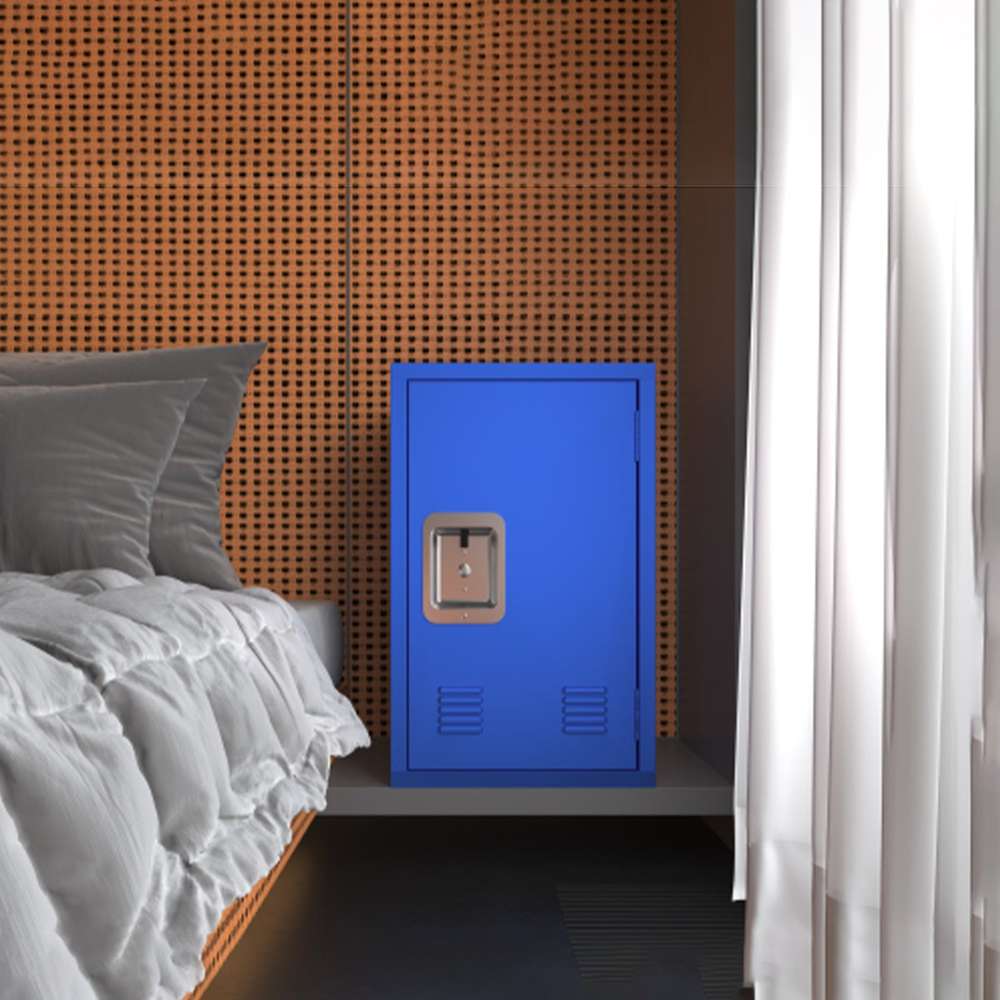 Lockable Metal Locker Cabinet - Small, Secure Storage for Office, Home, Kids (Blue)