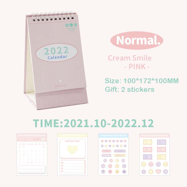 Desk Calendar - Coil-Bound, Year-Round Planner, Cream