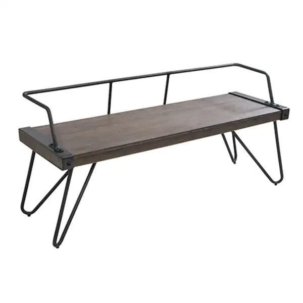 LumiSource Stefani Industrial Bench - Antique & Walnut Finish - Minihomy
