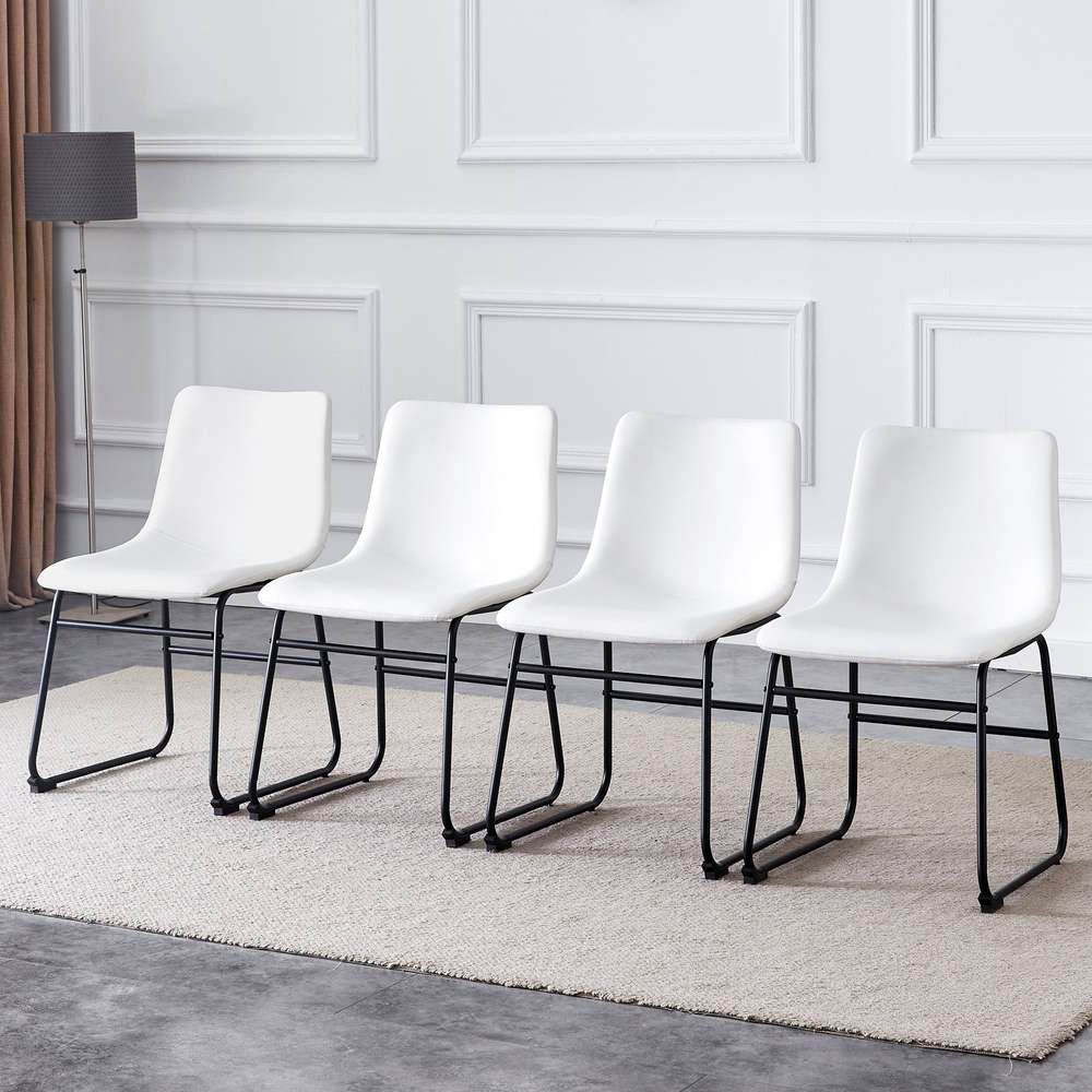 White PU Leather Chair: Modern Minimalist & Industrial Style