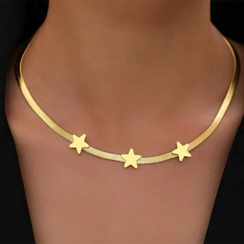 Gold Stainless Steel Star Necklace - Fashion Jewelry