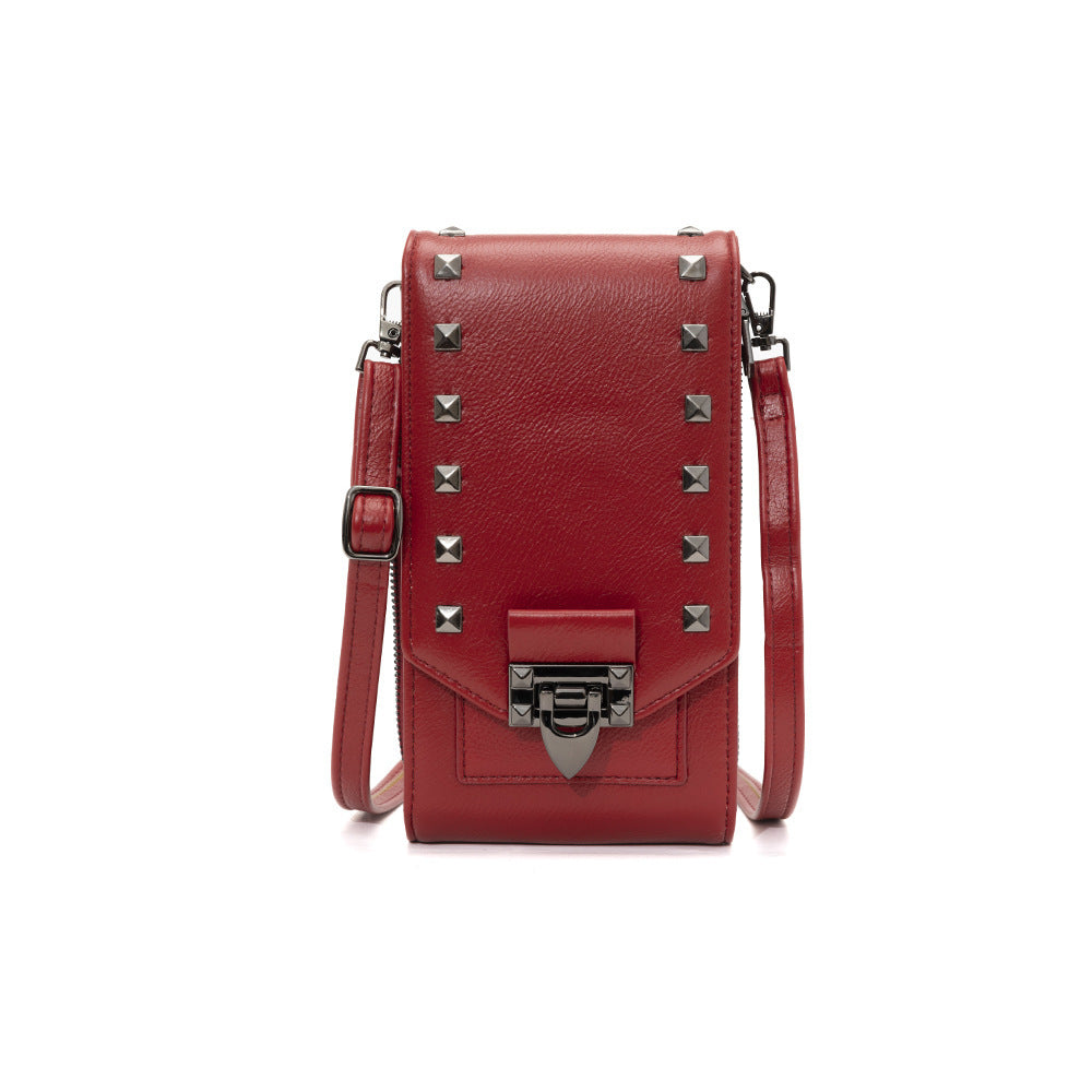 Women's Solid Crossbody Bag - Rivet Design Shoulder Phone Handbag