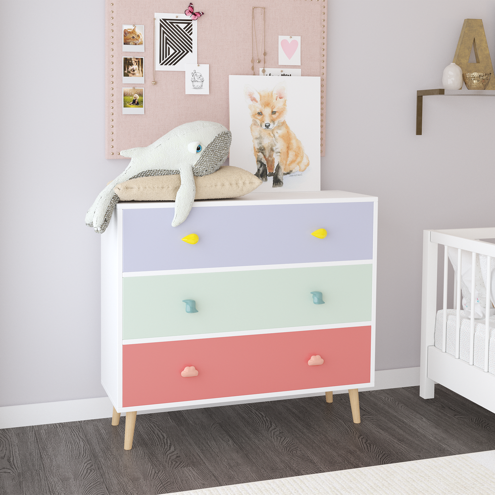 Kids 3-Drawer Dresser & Nightstand - Nursery, Toddler Room Storage