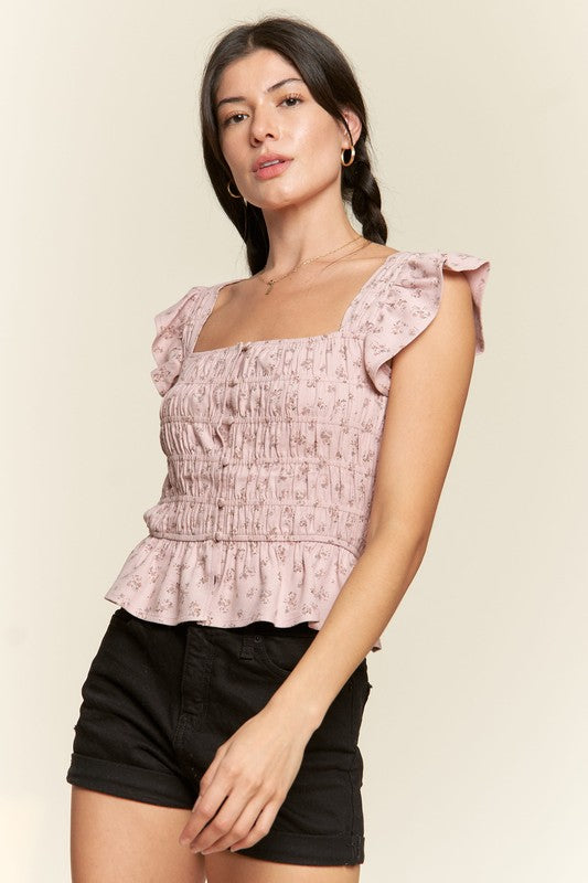 Floral Print Ruffled Top - Minihomy