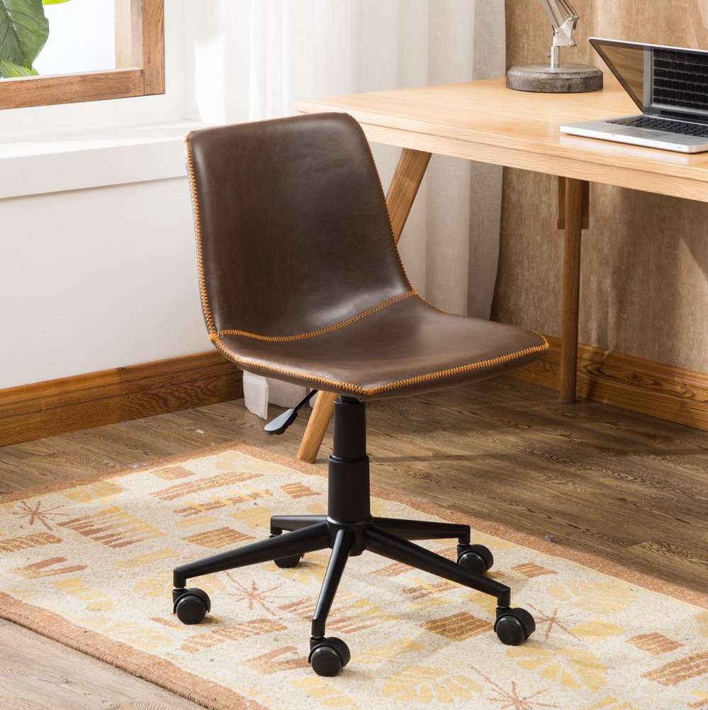 Cesena Antique Brown Faux Leather Swivel Office Chair with Air Lift