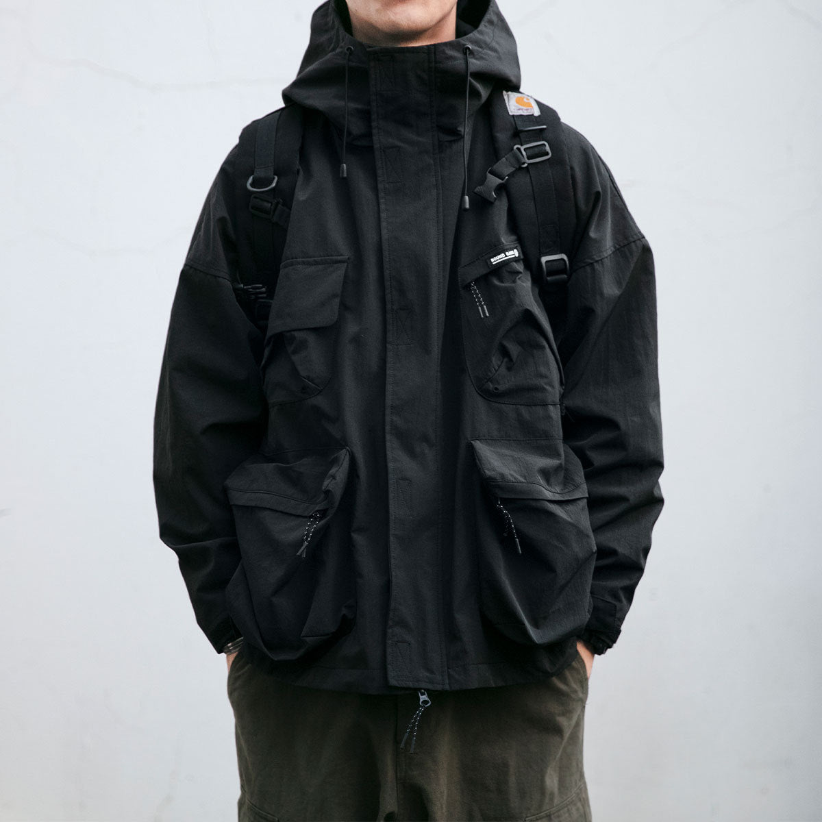 Men's Hooded Windproof Jacket: Loose Fit, 3D Pockets