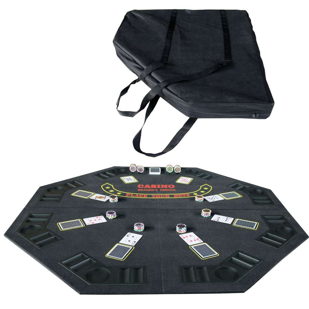 INO 48" Octagon Poker Tabletop - 8 Players, Portable, Black