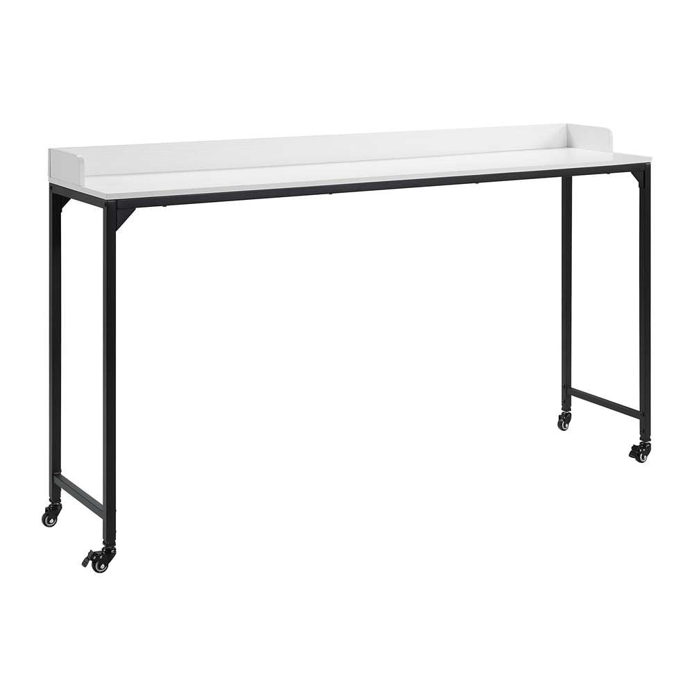 Adjustable Overbed Desk with Casters - White Laptop Table