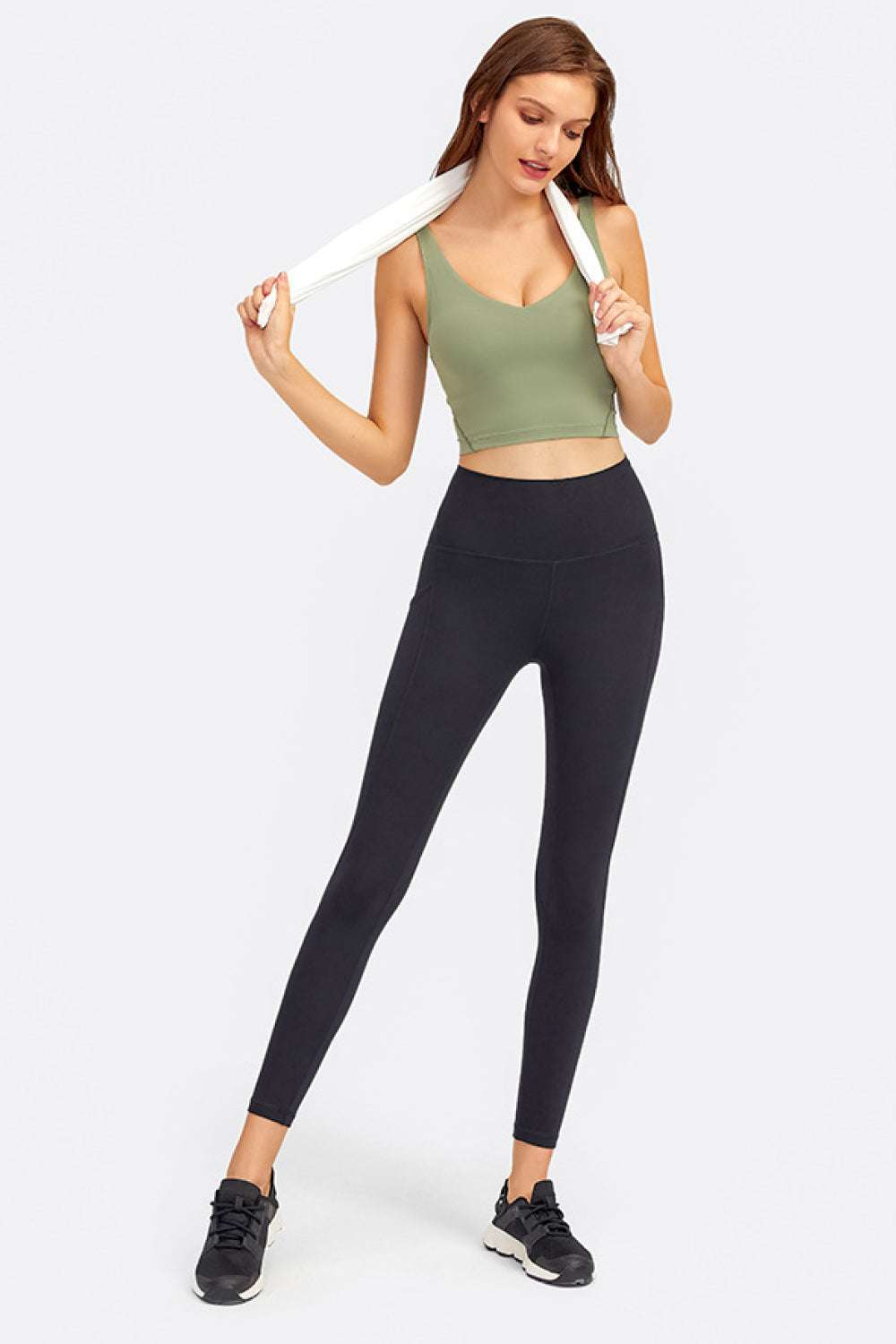Deep V-Neck Crop Sports Bra - Minihomy