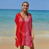 Beach Hollow Out Tops Cover-Up Knit Bikini Over-Blouse - Minihomy