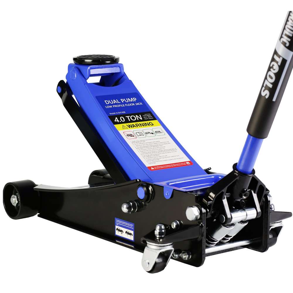 4-Ton Low Profile Floor Jack - Heavy-Duty Steel, Dual Piston, 4"-21" Lift