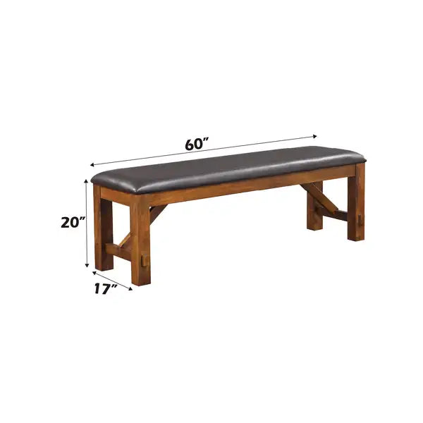ACME Apollo Bench - Espresso PU & Walnut - 70004 - Minihomy