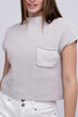Mock Neck Short Sleeve Cropped Sweater for Women - Stylish Knit Top - Minihomy