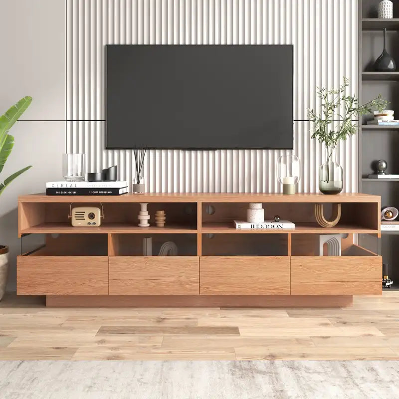 75" TV Stand with Drawers & Open Shelving - Modern Media Console