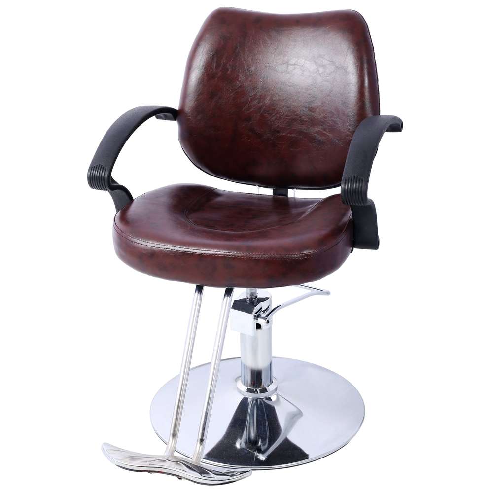 Heavy Duty Hydraulic Barber Chair & Cape - Brown Salon Styling Chair