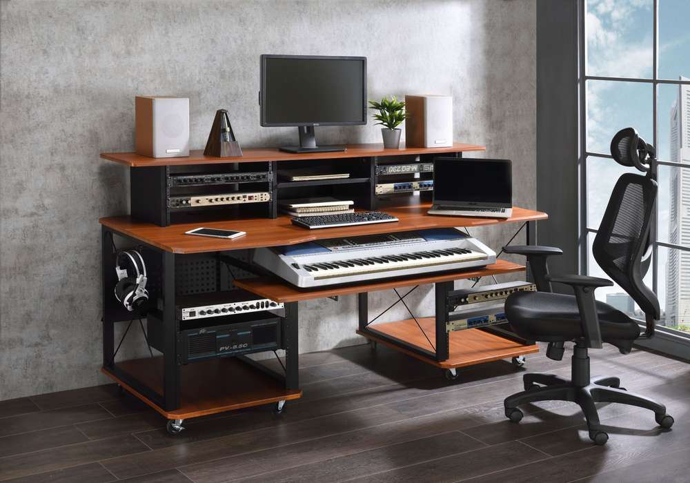 Megara Cherry & Black Music Desk - Studio Writing Table