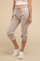 Acid Wash Fleece Sweatpants with Pockets - Comfy & Stylish - Minihomy