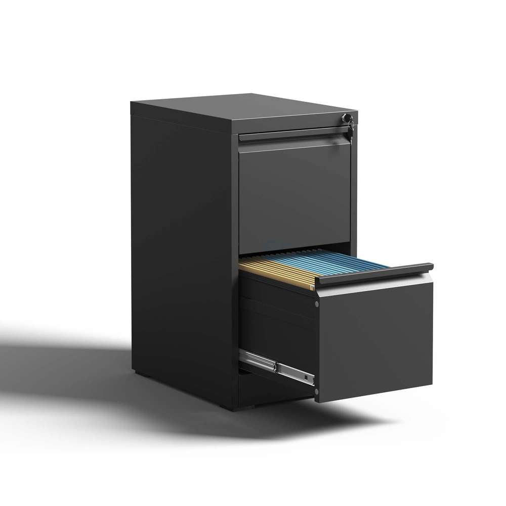 Steel Vertical File Cabinet with Lock - 2 Drawers, A4/Legal/Letter Size