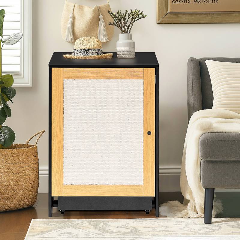 Black Cat Litter Box Enclosure & End Table with Sisal Door