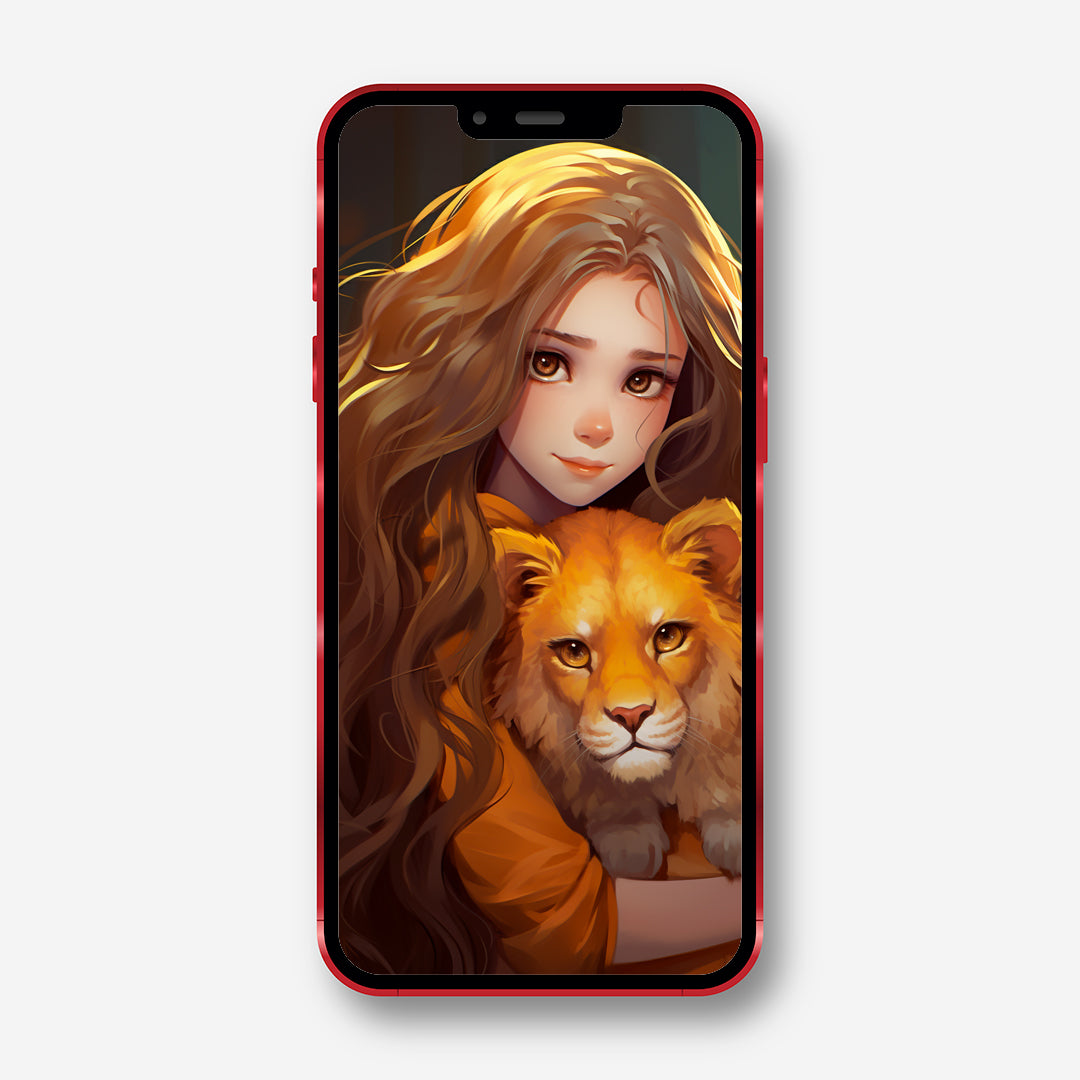 Lionhearted Beauty - Digital Painting Phone Wallpaper - Minihomy