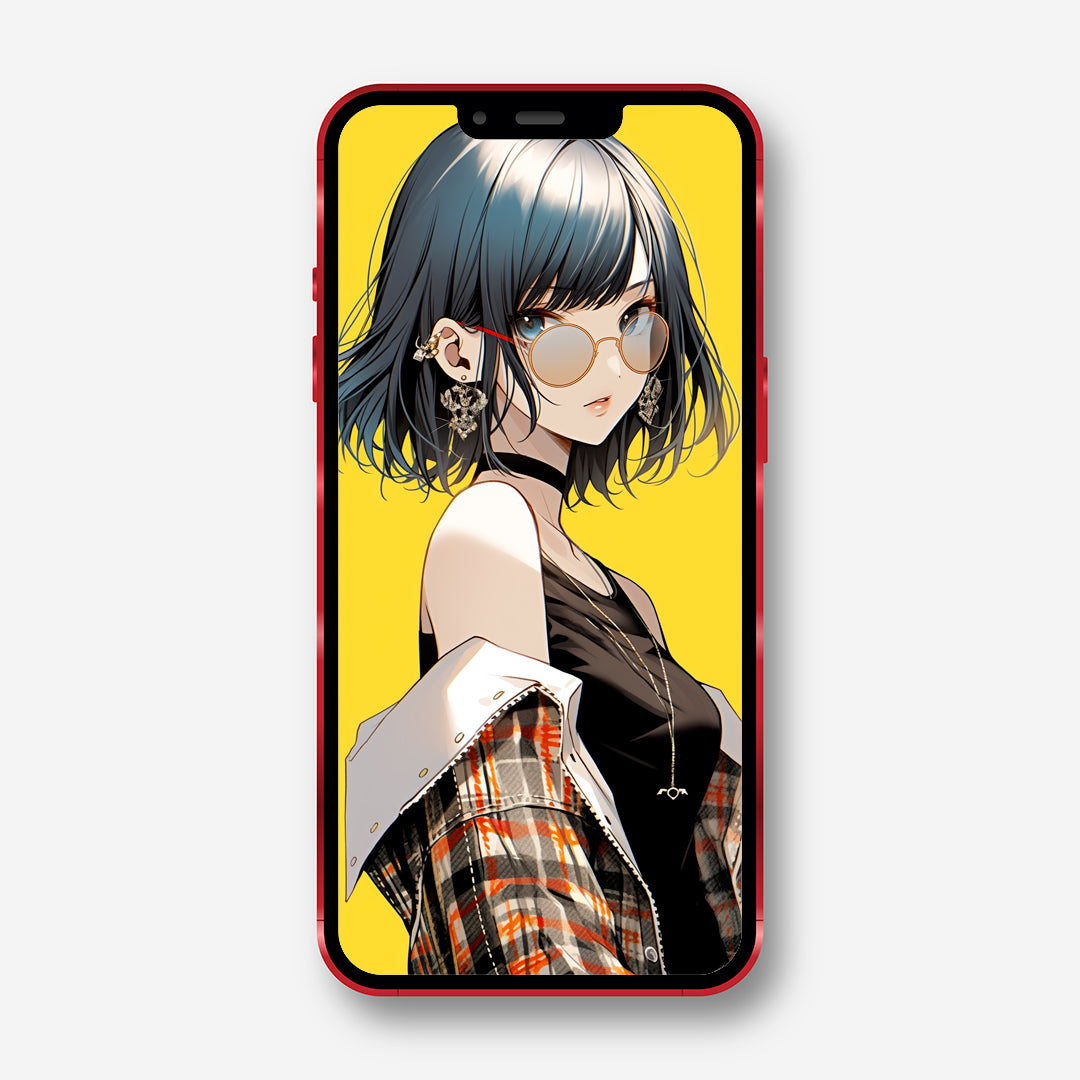 Plaid Jacket Chronicles - Poolcore Anime Girl Phone Wallpaper - Minihomy