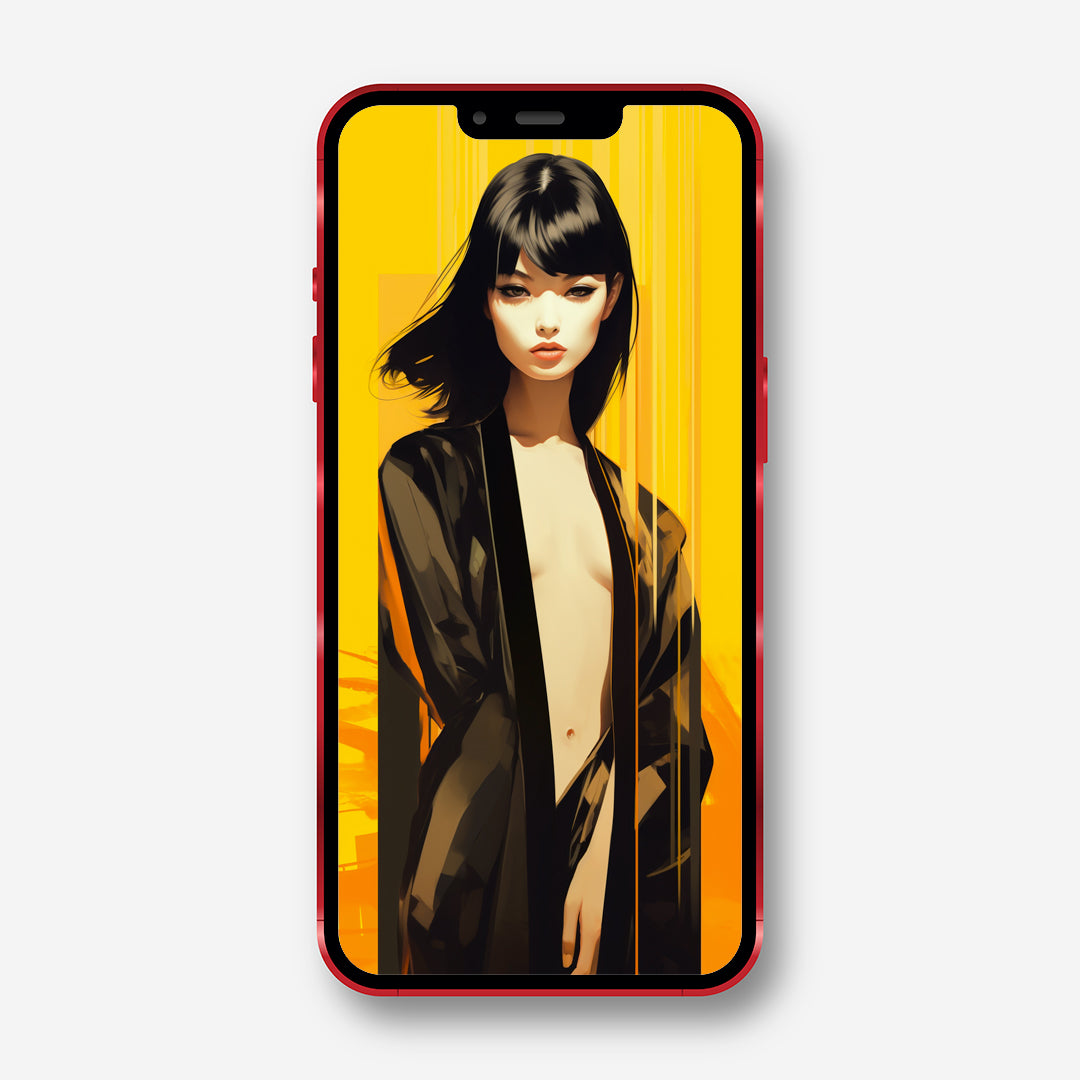 Neo-Geo Lady - Minimalist Digital Illustration Phone Wallpaper - Minihomy