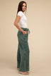Acid Wash Fleece Palazzo Sweatpants with Pockets - Comfy & Stylish - Minihomy