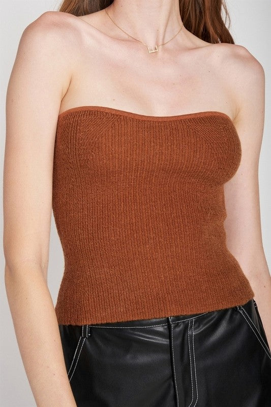 Fuzzy Sweater Tube Top - Minihomy