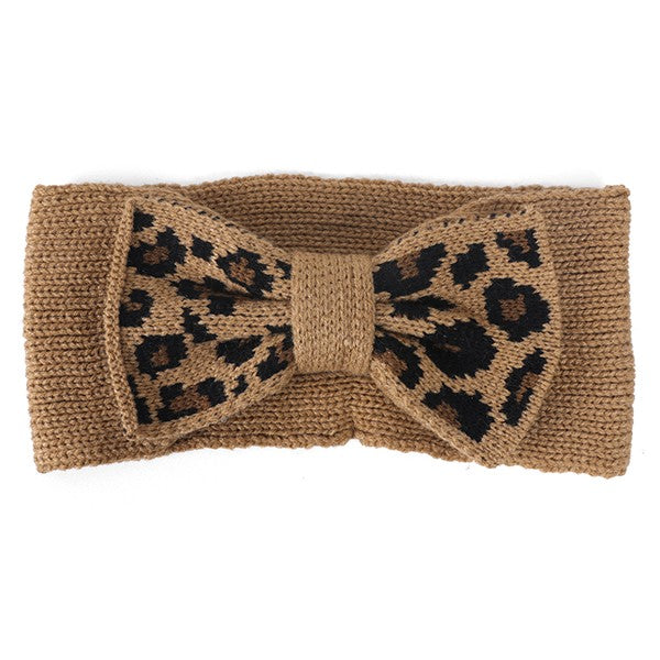 Knit Leopard Bow Headband - Minihomy