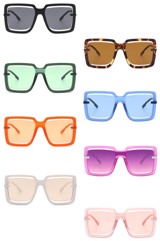 Oversize Square Large Cut-Out Fashion Sunglasses - Minihomy