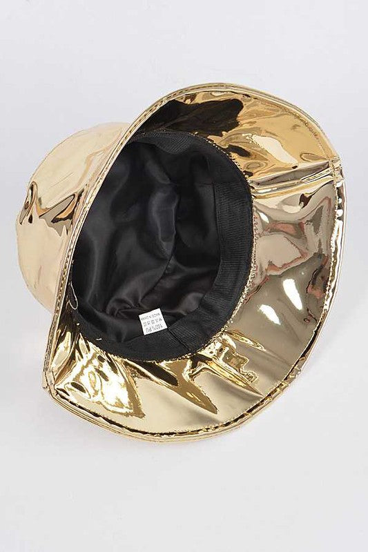 Metallic Vinyl Bucket Hat - Trendy Summer Fashion Accessory - Minihomy