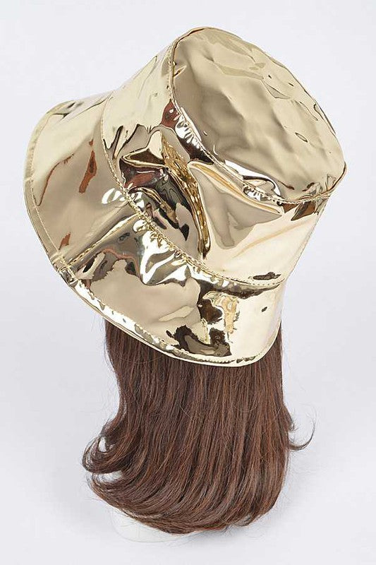 Metallic Vinyl Bucket Hat - Trendy Summer Fashion Accessory - Minihomy