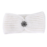 Rhinestone Pendant Ribbed Winter Headband