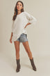 Mandie Sweater - Textured Knit, Boxy Silhouette, Ribbed Hem and Sleeves, Scoop Neck, Long Sleeve - Minihomy