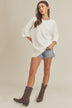 Mandie Sweater - Textured Knit, Boxy Silhouette, Ribbed Hem and Sleeves, Scoop Neck, Long Sleeve - Minihomy
