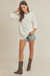 Mandie Sweater - Textured Knit, Boxy Silhouette, Ribbed Hem and Sleeves, Scoop Neck, Long Sleeve - Minihomy