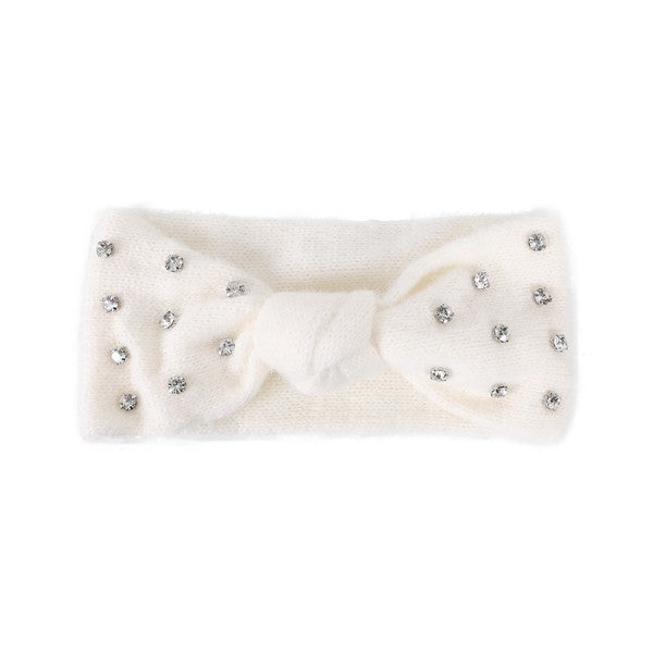 Fuzzy Rhinestone Bowknot Headband - Minihomy