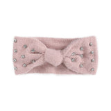 Fuzzy Rhinestone Bowknot Headband - Minihomy