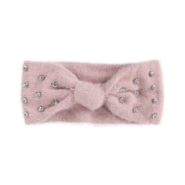 Fuzzy Rhinestone Bowknot Headband - Minihomy