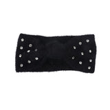 Fuzzy Rhinestone Bowknot Headband - Minihomy