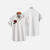 Summer Short Sleeve Shirt Plus Size Striped Creative Men's Shirt